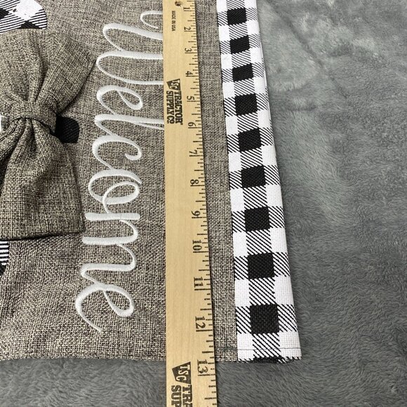 Pumpkin Burlap Fall Flag Autumn Welcome Sign Checkered Double Side Black White - Picture 6 of 7